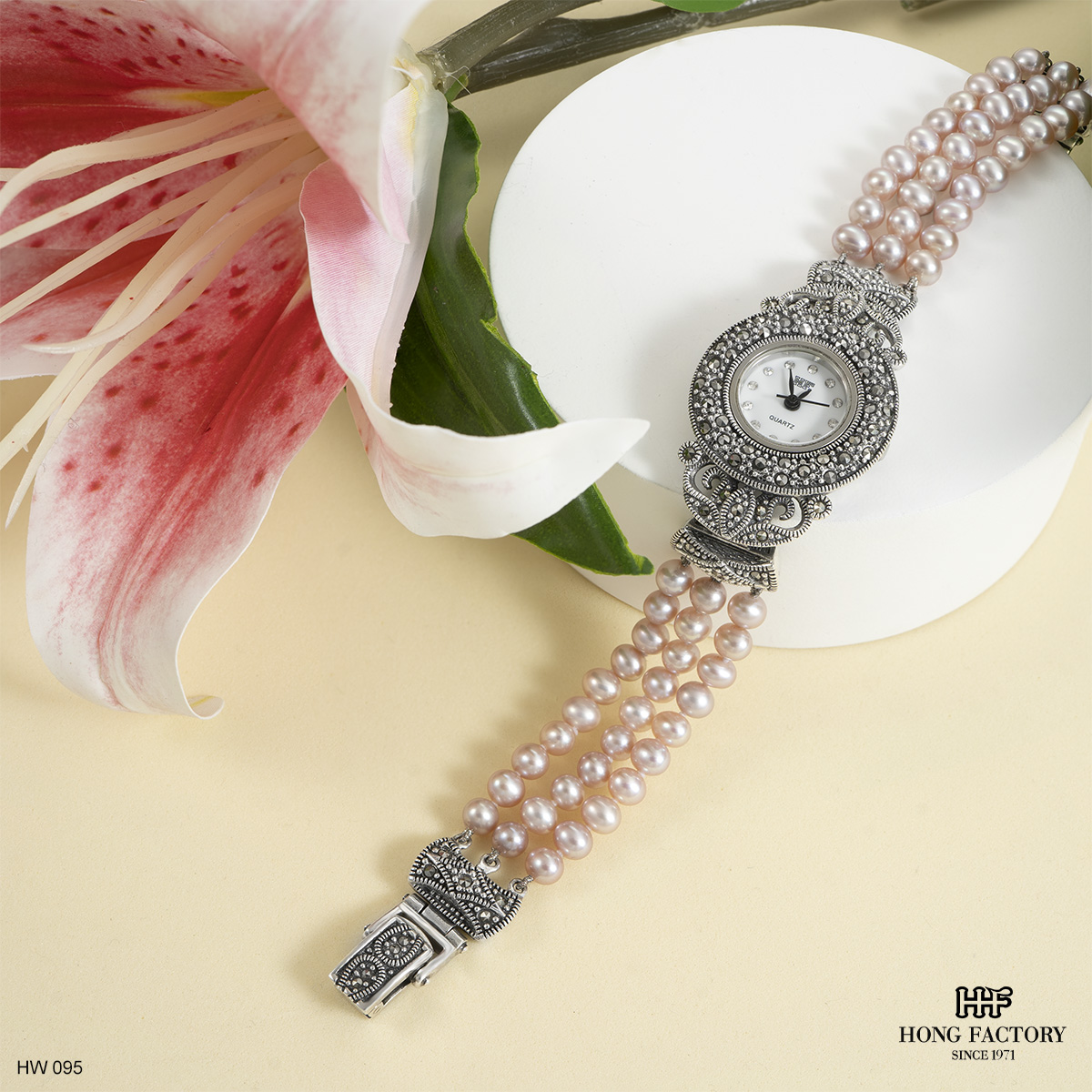 Marcasite Flower Brooch